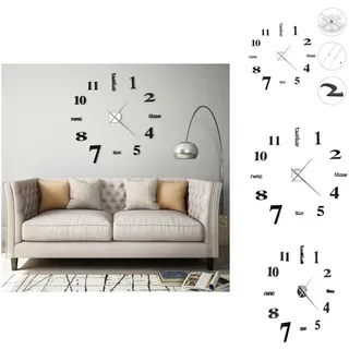 vidaXL 3D-Wanduhr Modernes Design 100 cm XXL Schwarz - Wanduhren - Schwarz