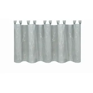 Kurzgardine , Grau , Textil , Floral , 150x50 cm , Gots , Heimtextilien, Vorhänge, Scheibengardinen