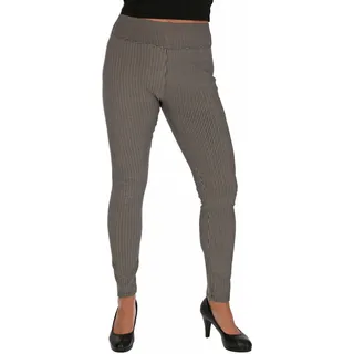 Damen FG-7992 Hose Stoffhose Poptrash Leggings Soft Kariert Damenhose Businesshose Freizeit Beige S/M