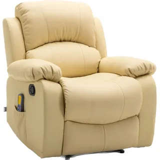 ASTAN HOGAR Relaxsessel mit manueller Neigung (Nullwandsystem), Massage und Thermotherapie, Modell Ramón AH-AR30910CR, cremefarben