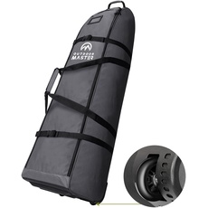 OutdoorMaster Gepolsterte Golf-Reisetasche mit verstärkten Rädern, 900D strapazierfähiges Oxford-Gewebe, verschleißfest und wasserdicht, weiche Seiten, Grau