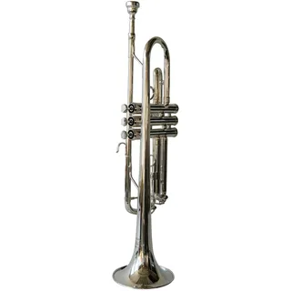 SYMPHONIE WESTERWALD Trompete, Perinettrompete, Konzerttrompete, echt versilbert, mit Monelventilen, inkl. Luxus-Hartschalenkoffer und Zubehör, Neu