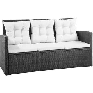 vidaXL 5-tlg. Garten-Lounge-Set mit Auflagen Poly Rattan Schwarz - Schwarz
