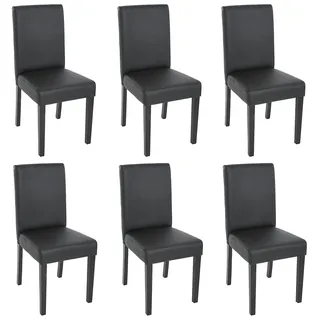 Mendler 6er-Set Esszimmerstuhl Stuhl Küchenstuhl Littau ~ Kunstleder, schwarz matt, dunkle Beine