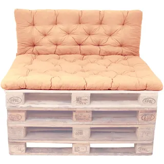 Ambientehome Palettenkissen mit Rückenlehne, beige, Sitzpolster 120 x 80, Rückenkissen 120 x 60 cm, Indoor & Outdoor