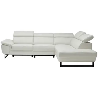 Celina Home Ecksofa , Weiß , Leder , Echtleder , Rindleder, Spaltleder , Ottomane rechts, L-Form , 281x225 cm , Made in Eu , Lederauswahl, Stoffauswahl, seitenverkehrt erhältlich, Hocker erhältlich, Rücken echt , Wohnzimmer, Sofas & Couches, Wohnlandschaften, Ecksofas