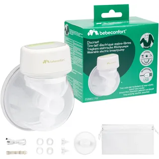 Bebeconfort Diskrete Milchpumpe Handsfree, freihändige Milchpumpe elektrisch, leises Abpumpen (51db), 3 Pumpmodi, 15 Saugstufen, langlebiger Akku, 210 ml großer Behälter