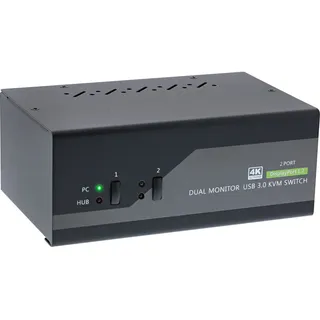 InLine InLine® KVM Desktop Switch, 2-fach, Dual-Monitor DisplayPort 1.2, 4K, USB 3.0, A