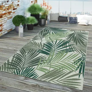 TT Home In-& Outdoor Teppich Wetterfest Balkon Küche Wohnzimmer Palmen Muster Modern Größe 200 cm Rund - Grün
