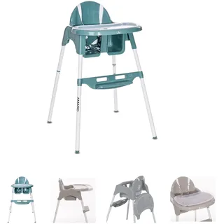 Lorelli Kinderhochstuhl Amaro Doppel-Esstisch, Bechervertiefung, Fußablage, Gurt blau - Blau