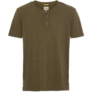 camel active Herren Kurzarm Henley T-Shirt mit Knopfleiste Dunkel Oliv, Menswear-S