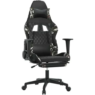 Gamingstuhl mit Massage Fußstütze Schwarz Tarnfarben Kunstleder