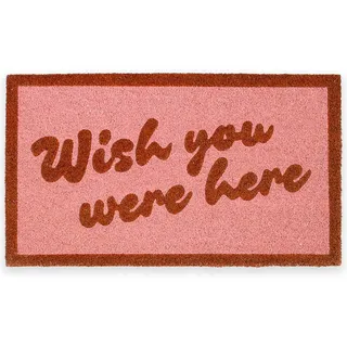 Fisura – Fußmatte “Wish You” aus Kokosnuss mit Rutschfester PVC-Basis. Handbemalte Innenmatte in Rosa. Türmatte mit lustigem Spruch. Maßnahmen 70 cm x 40 cm.