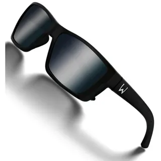 Westin W6 Street 100 Polarisierte Sonnenbrille - Matte Black / Smoke / Silver Flash / Blue - CAT4