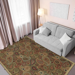 Ottomanson Ottohome-Kollektion Teppich mit Gummirückseite und modernem Paisley-Design, 150 x 200 cm, Beige