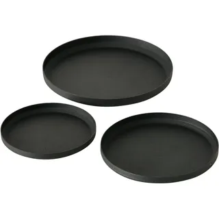 Boltze Kerzenteller Mio (3-tlg., schwarz, Eisen, Ø 10-15 cm, handgearbeitet, modernes Design, Garten Deko, Tisch Deko, Kerzen Zubehör) 2026194