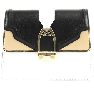 LA MARTINA Leder Umhängetasche La Portena Woman Shoulder Bag Black / White / Gold schwarz weiß - Schwarz, Weiß, Gold