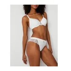 Womens Rosie Tanga confortable orné de dentelle à motif côtelé - White, White - 18