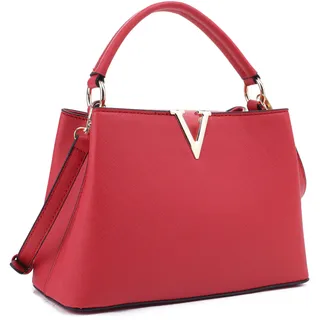 EVVE Kleine Damen-Umhängetasche, klassisch, mit Tragegriff oben, modische Crossbody-Handtaschen mit Schultergurt, Rot/Ausflug, einfarbig (Getaway Solids)