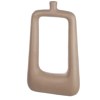 Casablanca by Gilde Casablanca große Vase Lochvase - eckige Dekovase aus Aluminium - Deko Wohzimmer Herbst - Dekoration Weihnachten Geschenk Geburtstag - Farbe: Beige Braun - Höhe 41 cm