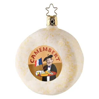 Inge-glas Christbaumschmuck Käse Camembert | Mundgeblasen & handbemalt - Käselaib Weihnachtsdeko zum Aufhängen - Weihnachtsbaum Anhänger für Käseliebhaber