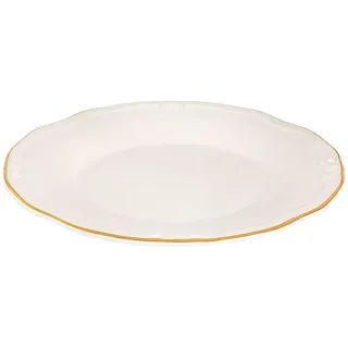 Elegantes 24-teiliges Speiseservice, 100% Porzellan, Weiß & Gold | Inklusive Servierteller, Schüsseln und Dessertteller | Spülmaschinen- und mikrowellengeeignet