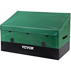 VEOVR Outdoor-Aufbewahrungsbox, 230 Gallonen, wasserdichte PE-Plane, Deckbox mit verzinktem Rahmen, Allwetterschutz und tragbar, für Camping, Garten, Pool und Hof, braun & blau