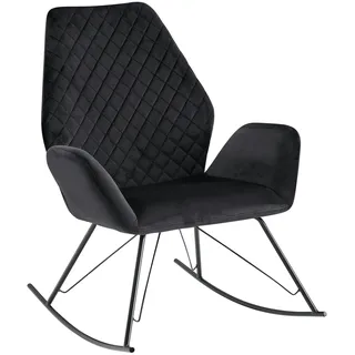 FineBuy Schaukelstuhl FineBuy Relaxsessel Schwarz Samt Schaukelsessel Schwingsessel