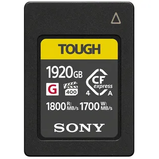 Sony CEAG1920T, 1,92 TB, CFexpress, 1800 MB/s, 1700 MB/s, Staubresistent, Feuchtigkeitsbeständig, Schwarz, Gelb