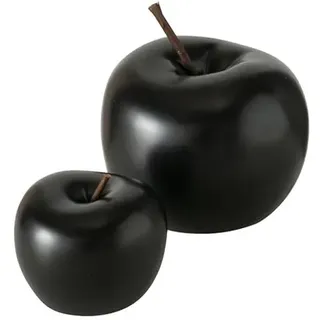 RiloStore 2 STK Deko Apfel schwarz 13cm und 8cm Steingut Dekoapfel Obst Früchte Äpfel b981 Dekoobjekt Früchte Dekoäpfel Herbstdeko Dekoration Dekoobst Weihnachtsdeko