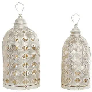 DKD Home Decor Käfig in Weiß und Gold, aus Metall (27,5 x 27,5 x 52 cm) (2 Stück)