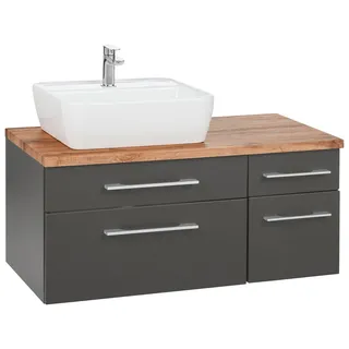 welltime Waschbeckenunterschrank »Davos«, Badmöbel, Waschtisch inkl. Waschbecken, Breite 90 cm, grau