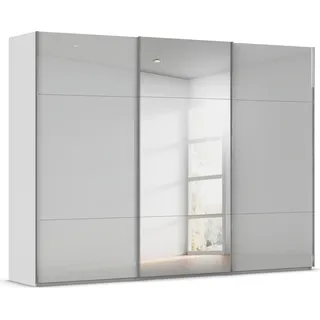 Rauch Schwebetürenschrank RAUCH "Kleiderschrank Schrank Garderobe Schlafzimmerschrank CONTIDO", grau (seidengrau, glas seidengrau), B:301cm H:223cm T:68cm, Holzwerkstoff, Schränke, Schwebetürenschrank, aus hochwertigem Material in 6 Breiten 2 Griff-Farben MADE 