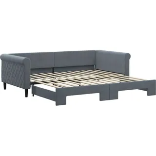 vidaXL Tagesbett Ausziehbar Dunkelgrau 100x200 cm Samt - Grau
