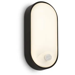 Briloner - LED Wandlampe Aussen IP65 mit Bewegungsmelder, bis 6m Reichweite, 100 Grad Erfassung, Aussenlampe, Wandleuchte aussen, LED Strahler außen, Außenbeleuchtung, 22x10,5x6 cm, Schwarz