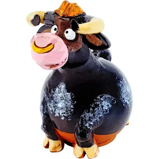 Midene Gartenstecker Keramik Handgefertigt - Gartendeko für Draußen Wetterfest - Garten Deko Keramik - Gartenfiguren & Gartenstatuen - Bulle