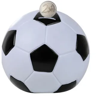 Spardose Fußball, öffenbar Fußball Sparschwein schwarz-weiß,15*14*14cm,