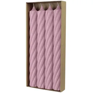 luterna Stabkerzen aus Paraffin, RUSTIC TWIST, 250/28 mm, Antikrosa, WENZEL, Brenndauer ca. 16h, 4 Stück pro Verpackung