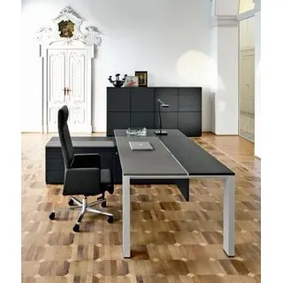 Konferenztisch Ecktisch Schubladen Ecktisch mit Regalen Computertisch Möbel - Schwarz