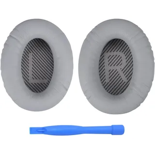 Ersatz Ohrpolster für Bose QuietComfort 35 (QC35) und Quiet Comfort 35 II (QC35 II) von MMOBIEL - Memory- Schaumstoff und Protein PU Kopfhörer Ohrpolster – Kopfhörer Ersatzpolster – Hellgrau