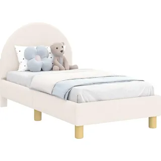 vidaXL Kinderbettgestell mit Kopfteil Creme 70 x 140 cm Bouclé - Creme
