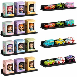 Lifewit 8 Pack Kunststoff Wandregal, 35,5cm Schweberegal Wand trag. 6kg | Hängeregal für Kinderzimmer Schlafzimmer Wohnzimmer Bad Küche, Regal Wall Shelf Regalbrett Bilderleiste Bücherregal, Schwarz