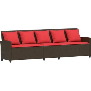 vidaXL Gartensofa 5-Sitzer mit Kissen Braun Poly Rattan - Braun
