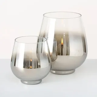 Boltze Windlicht Grazia Glas Silber
