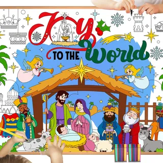 HOWAF Papier-Tischdecke zum Ausmalen Weihnachten Krippe, Ausmal-Tischdecke Jesus Krippe Weihnachten Ausmaltischdecke Weihnachts Tischdecke Papier für Basteln Weihnachten Kinder