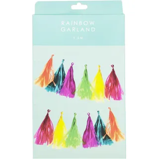 Talking Tables Wiederverwendbare Bunte Regenbogen-Themen-Öko-Papier-Hängedekoration, helle Quasten-Girlande für Geburtstagspartys für Mädchen oder Jungen, nachhaltiges Partyzubehör, 1,5 m