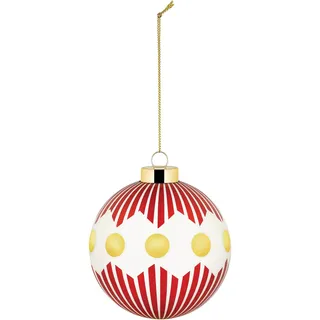 Alessi Delight NZ04 1 Christbaumkugel, mundgeblasen, Durchmesser 9 cm, Rot, Weiß, Gold