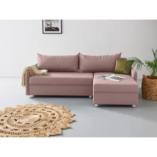 COLLECTION AB Ecksofa »Sunny L-Form«, inkl. Bettfunktion und Bettkasten, rosa