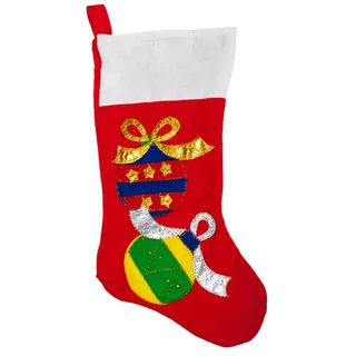 Weihnachtsstrumpf Rot und Weiß Mit Filz Bild - Kugeln