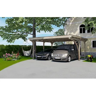 Weka Doppelcarport 500 x 500 cm braun mit Rundbogen
